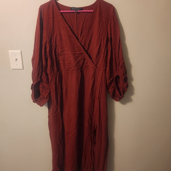 Eloquii Full Sleeve Maxi Dress with Slit - Picture 2 of 6